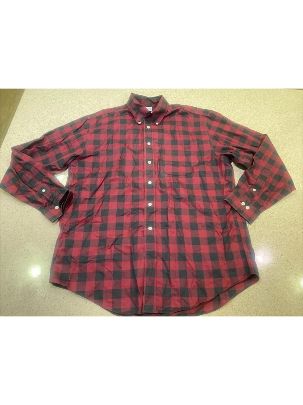 Brooks Brothers 1818 Red Original Polo Mens Cotton Plaid Oxford Shirt Size L